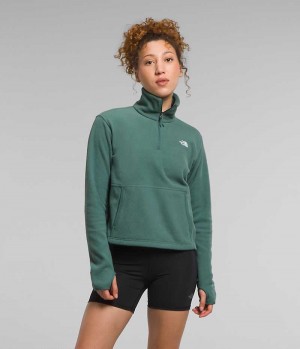 Sweatshirt The North Face Alpine Polartec® 100 ¼-Zip Cowl Femme Vert | FRANCE DTBLW