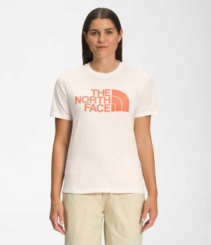 T-Shirt The North Face Corta Sleeve Half Dome Femme Blanche | FRANCE HXWYU