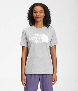 T-Shirt The North Face Corta Sleeve Half Dome Femme Grise Clair | PARIS KSYEH