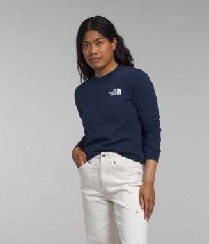 T-Shirt The North Face Long Sleeve Box NSE Femme Bleu Marine | FR IHOWA