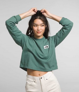 T-Shirt The North Face Long Sleeve Heritage Patch Femme Vert | FRANCE FCXAE