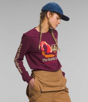 T-Shirt The North Face Long Sleeve Places We Love Femme Bordeaux | FR RCPOW