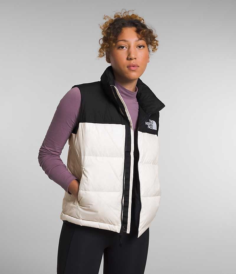 Gilet en Duvet The North Face 1996 Retro Nuptse Femme Blanche Noir | FRANCE IXJTE