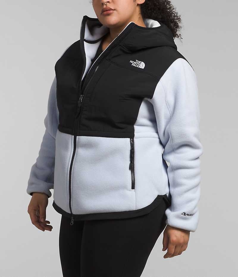 Vestes Polaires The North Face Plus Denali Hoodie Femme Noir Blanche | FRANCE XVBCU