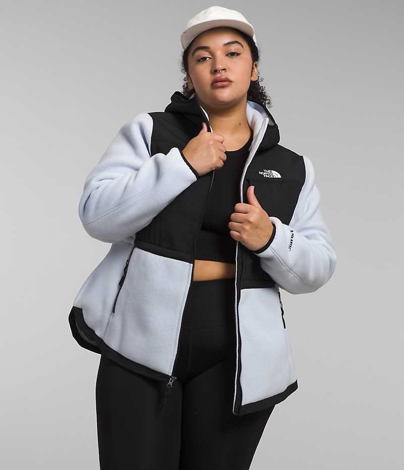 Vestes Polaires The North Face Plus Denali Hoodie Femme Noir Blanche | FRANCE XVBCU